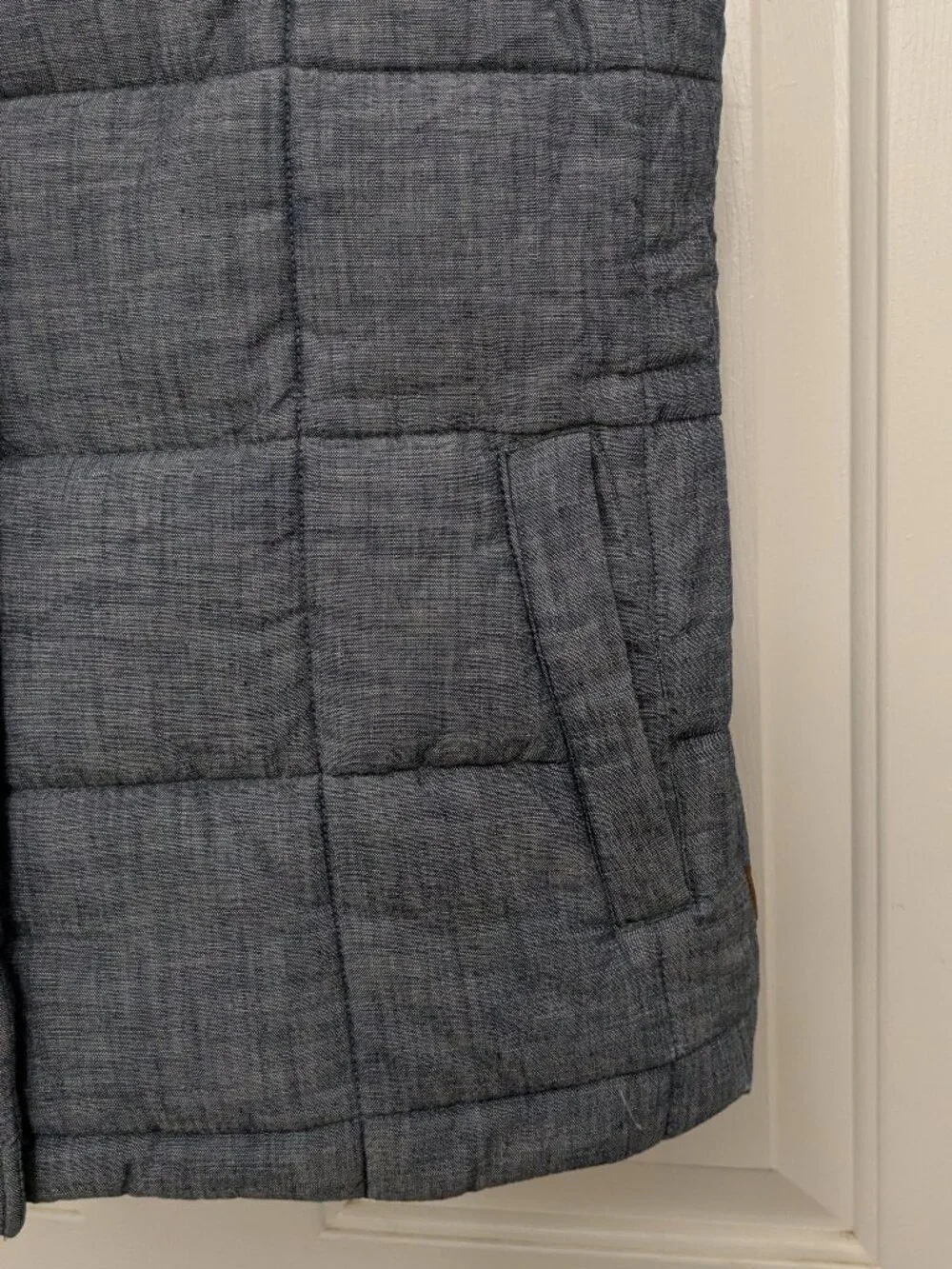 Levis Vest Mens Blue Chambray Denim Quilted Puffer Flannel Lined Waistcoat Sz M